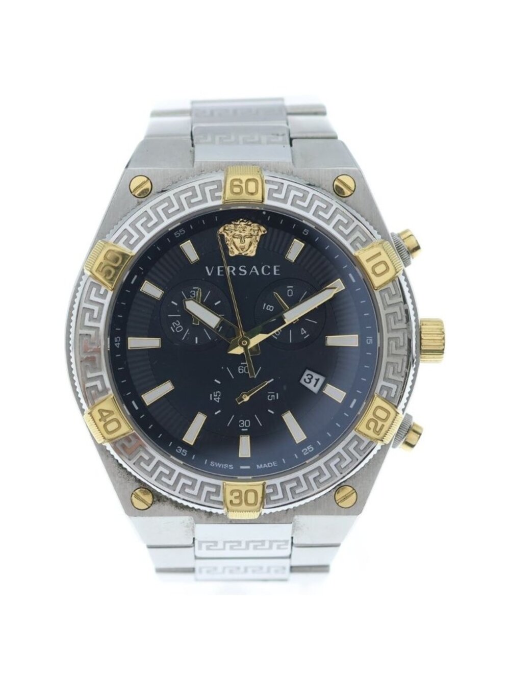 Versace Sporty Greca Chronograph Watch Silver